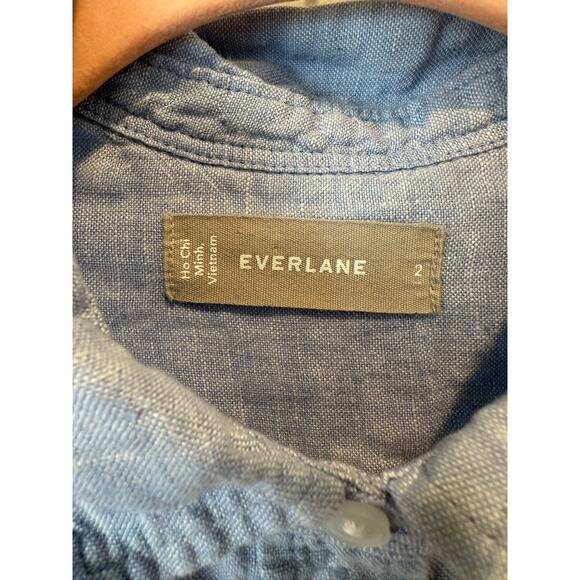 Everlane The Linen Relaxed Shirt Long Sleeve Classic Coastal Button Down Shirt 2 - Picture 10 of 11